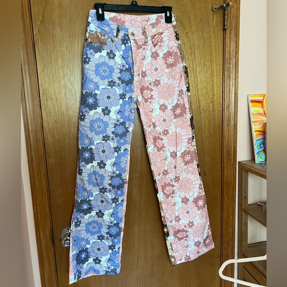 The Ragged Priest Floral Print Y2K Colorful Jeans Size 26